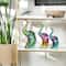 Multicolor Ceramic Elephant Sculpture Set with Rainbow Shimmer Finish